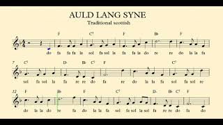 AULD LANG SYNE  Traditional Scottish  Spartito facile  Flauto  Violino  Accordi  Play along [upl. by Ryon863]