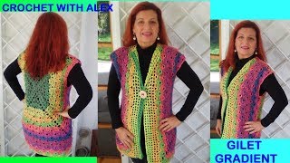 CROCHET VEST GRADIENT ANY SIZE TUTORIAL ALEX CROCHET [upl. by Runkle]