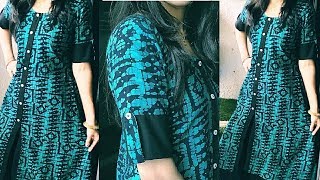 DIY Front Slit Kurti With Designer Sleeve Cutting and Stitching Very Easy Tutorial [upl. by Malilliw]