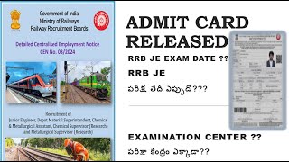 RRB JE ADMIT CARD RELEASED IN TELUGUDIPLOMA ITI GOVERMNET AND PRIVATE JOB NOTIFICATIONS [upl. by Ayanet]