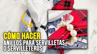 DIY BISUTERÍA Servilletero o aro elegante con diamantes de bisutería y perlas [upl. by Neersan]