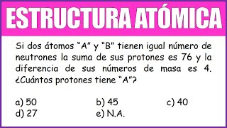 Si dos átomos “A” y “B” tienen igual número de neutrones la suma de sus protones es 76 [upl. by Hamo]