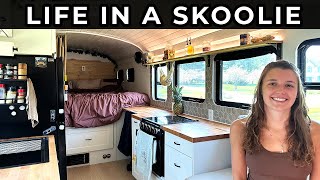 Living In Our Skoolie FullTime  Bus Life Update [upl. by Annor]