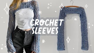 easy fishnet sleevesshrug  crochet tutorial [upl. by Annej]