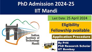 IIT Mandi PhD Admission 2024  PhD Admission 2024 [upl. by Akeim]