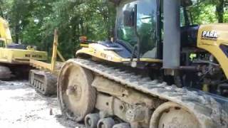 CAT Challenger Tracked tractor with pipe trailer [upl. by Nata]