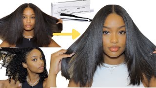 CURLY TO STRAIGHT HAIR USING THE LOREAL STEAMPOD  THE PERFECT IRON FOR SILK PRESS ON NATURAL HAIR [upl. by Leaw]