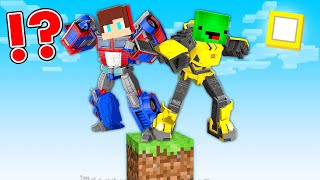 TRANSFORMERS JJ And Mikey On ONE BLOCK SURVIVAL In Minecraft  Maizen [upl. by Erikson632]