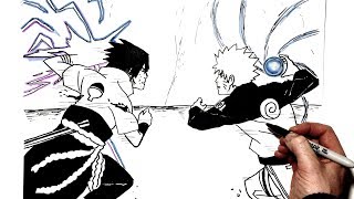 How to Draw Rasengan vs Chidori  Step by Step  Naruto [upl. by Lettie]