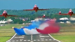 The Red Arrows Smoking The 🇬🇧 Colours On Takeoff at Farnborough [upl. by Nessej]