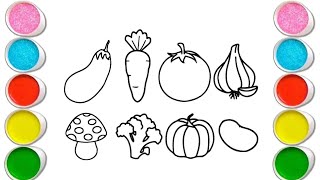 Vegetables Drawing Painting And Colouring For Kids amp Toddlers  Healthy Vegetables Drawing  Health [upl. by Arekat759]