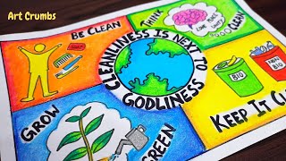 Cleanliness Day poster using oil pastels National cleanliness day drawing30 Jan [upl. by Eneryc389]