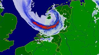 Buienradar timelapse storm  5 juli 2023  Zeer zware zomerstorm Poly [upl. by Llenrrad]