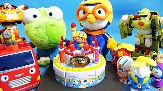 뽀롱뽀롱 뽀로로 멜로디 생일케이크 타요 프랭크 장난감 Pororo Cake toy amp Tayo toys [upl. by Godart]