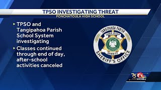 TPSO investigating threat at Ponchatoula High School [upl. by Asiralc]