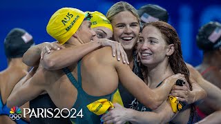 Australia completes 4x100m free relay fourpeat USA silver  Paris Olympics  NBC Sports [upl. by Judon]