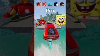 NOOB vs Girl vs PRO vs HACKER vs HEROBRINE Car Jump Challenge 😂 🚗 shorts beamngdrive [upl. by Agnesse]