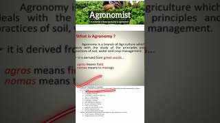 Agronomy definition importance scope role of agronomist fundamentals of Agronomy part 1 [upl. by Hcib]