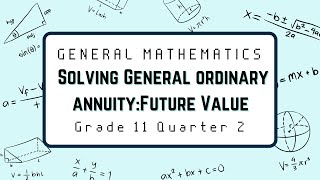 General Mathematics Grade 11 Quarter 2 Solving General ordinary annuity Future Value [upl. by Marvel158]