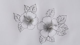 Hibiscus flowers drawing  flower drawing  how to draw hibiscus [upl. by Zela344]