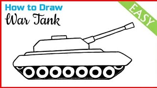 How to Draw a Tank Step by Step  Easy Army Tank Drawing For Kids [upl. by Eelyk]