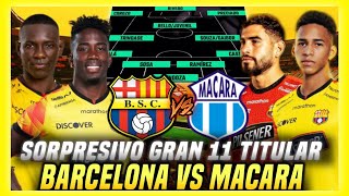 GANAR LA ETAPA SORPRESIVA ALINEACION TITULAR BARCELONA SC vs MACARÁ  LIGA PRO 2024 por HOLAN [upl. by Pascale]