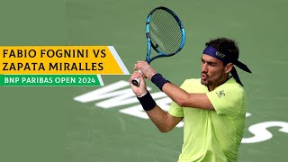 Fabio Fognini vs Bernabe Zapata Miralles Highlights BNP PARIBAS OPEN 2024🔴 [upl. by Nofets]