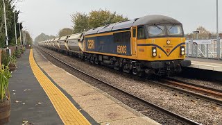 “The railway observer” 69003 GBRf 6E86 with sand hoppers and “Charley Wallace” 66309 on tow 51124 [upl. by Notliw]