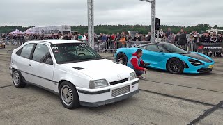 900HP Opel Kadett GSI 16V Turbo vs 1200HP McLaren 720S [upl. by Elvera183]