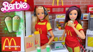 Barbie amp Ken Doll Family McDonalds Drive Thru Shamrock Shake [upl. by Layne803]