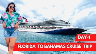 Florida To Bahamas Cruise Trip  Day  1 Carnival Cruise Room Tour How we spent 4 Days on Cruise [upl. by Marguerita]