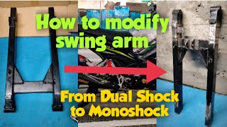 How to Modify Swing arm from dual shock to monoshock tutorial DIY swingarm conversion modified [upl. by Dyche]