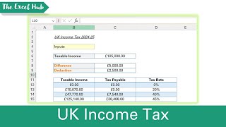 Calculate 202425 UK Income Tax – Using VLOOKUP In Excel [upl. by Joline]