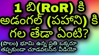 1 బి కి అడంగల్ కి తేడా ఏంటి Difference between 1 B RoR AdangalPahani in Revenue service [upl. by Ssitnerp245]