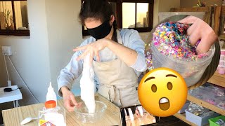 MAKING SLIME WHILE BLINDFOLDED CHALLENGE [upl. by Chil798]