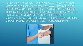 Modified Passive Range of motion for one shoulder ROM CNA Skill 16 [upl. by Lewej]