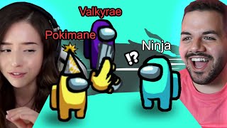 Among Us but Pokimane and Valkyrae FIGHT Ninja [upl. by Enitsirt623]