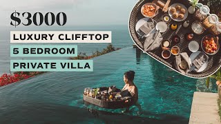 Having Floating Breakfast in a 3000 per night private infinity pool  😱 Ungasan Clifftop Bali [upl. by Aohk]