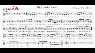 Sarà perchè ti amo  Karaoke  Flauto dolce  Note  Spartito  Canto  Instrumental [upl. by Halla]