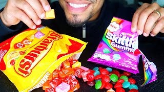 SKITTLES GUMMIES ORIGINAL COMMERCIAL STARBURST CANDY EATING MUKBANG SANCTUARY UK USA ASMR [upl. by Easton]