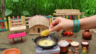 Miniature Potato Sticks Fry Recipe  Mini Cooking Real Food  Mini Food [upl. by Cole600]