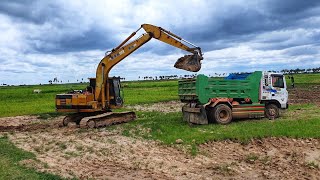 CATERPILLAR E120B Excavator Loading Truck And Operator View Ep2321 [upl. by Clive691]