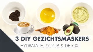 3 DIY Gezichtsmaskers Scrub detox en hydratatie [upl. by Inait]