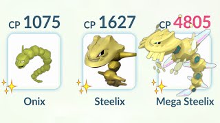 Shiny Onix Steelix Mega Steelix Family in Pokemon Go Battle League [upl. by Aitsirt203]