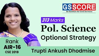 Trupti Ankush Dhodmise IAS Rank 16 CSE 2018  Political Science Optional Strategy Marks 313 [upl. by Refannej]