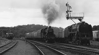 Steam locomotives in black and white featuring a Photo charter with BR 9F 92178 [upl. by Short385]