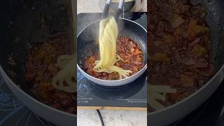 Asian spicy chili garlic spaghetti shorts recipe food spaghetti [upl. by Wennerholn]