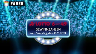 FABER Lotto · LottoGewinnzahlen vom Samstag den 16112024 [upl. by Honebein]