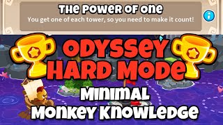 BTD6 Odyssey  Hard Mode Tutorial  Minimum Monkey Knowledge The Power of One [upl. by Attelrahc966]