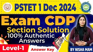 PSTET 1 Dec 2024 Paper Answer Key 100  Correct CDP For HtetCtet Reet Exam By Nisha Sharma [upl. by Mercy432]